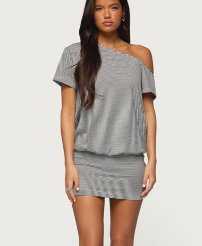 Женское мини-платье Edikted Striped Off Shoulder Cutout
