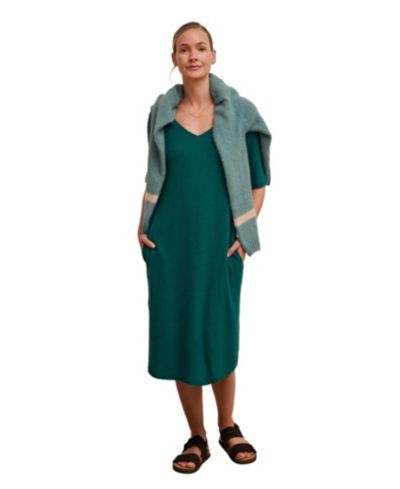 Celtic & Co. Women's Linen Blend V-Neck Midi Dress
