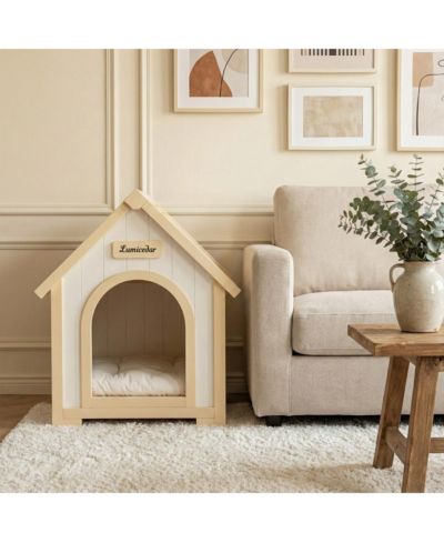 6thdruple Solid Cedar Indoor Pet House with Cushion