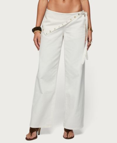 Edikted Женские Button Foldover Low Rise Baggy Jeans