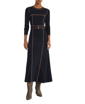 REISS Women's Etta Long-Sleeve Colorblock Midi Sweater Dress