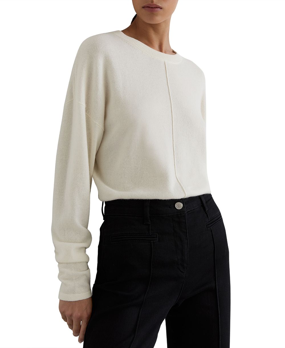 REISS Women's Colette Wool-Blend Reverse-Seam Sweater with Cashmere
