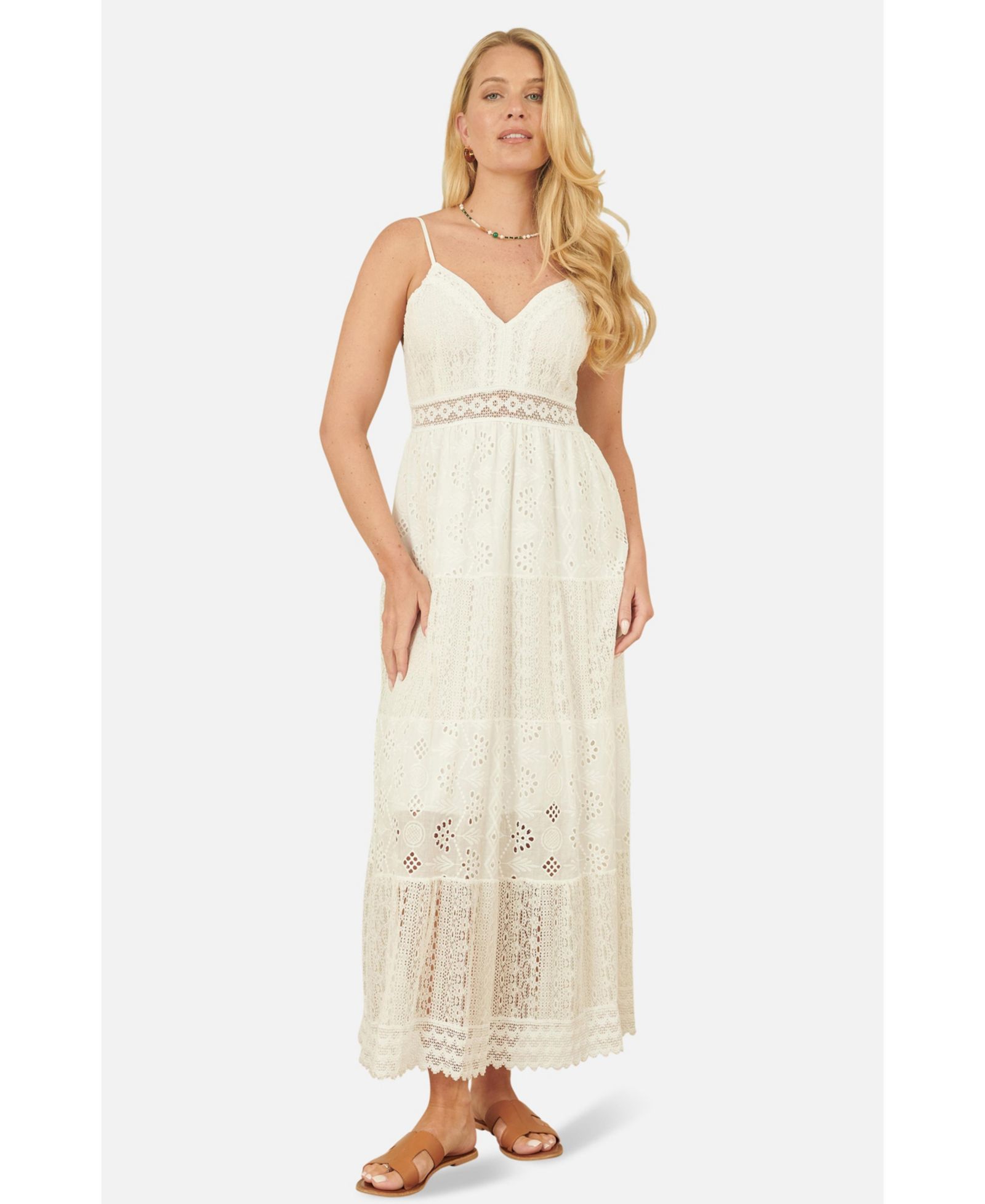 Yumi Women's Ruched Back Tiered Maxi Dress