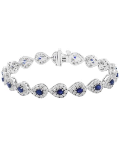 Браслет EFFY Collection Sapphire & Diamond из стерлингового серебра