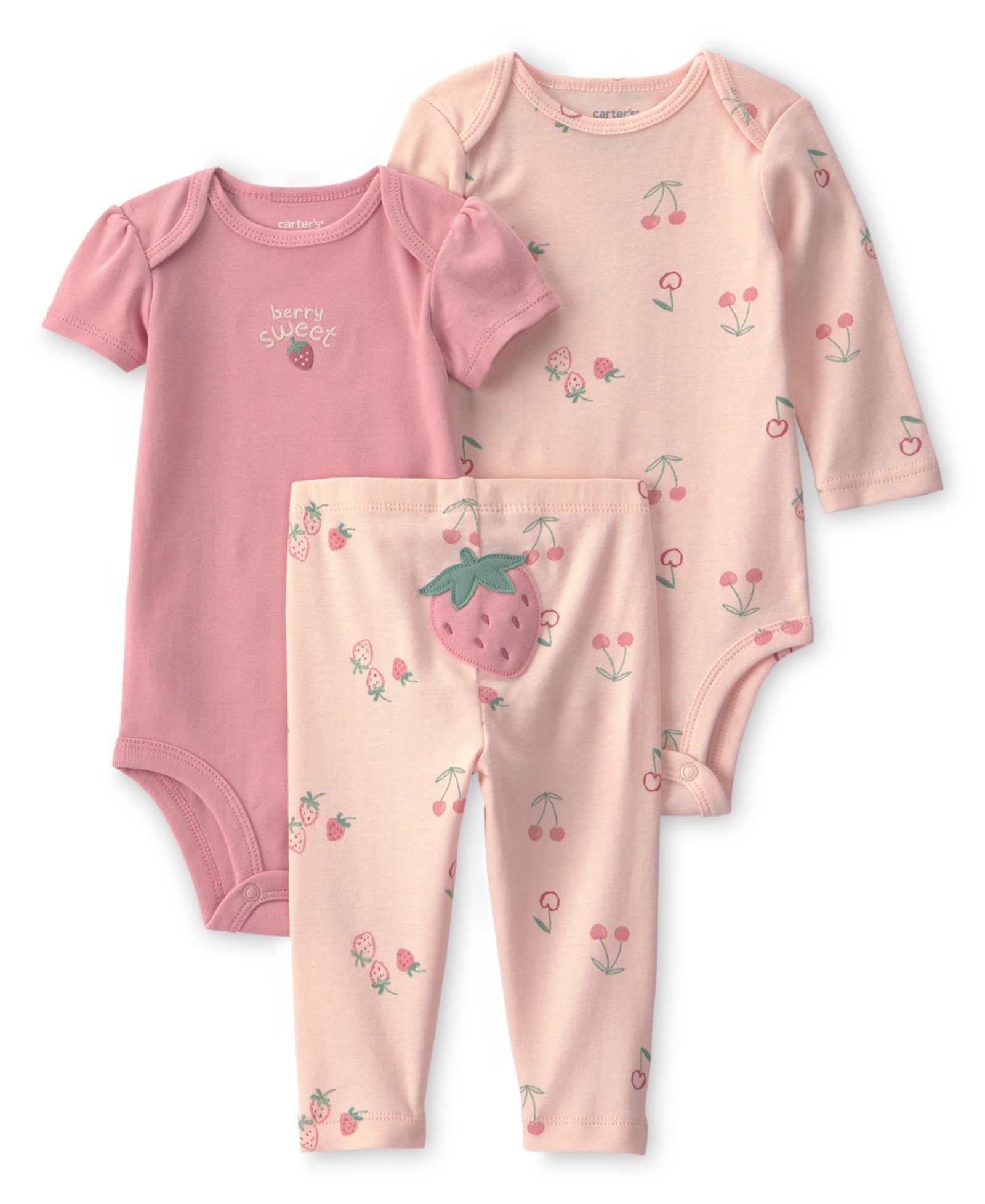 Carter's Baby Girls' Crewneck Bodysuit and Pants, 3-Piece Set