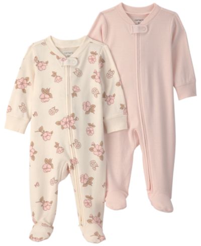 Комплект из 2 предметов Carter's Baby Girls' Flower Striped 2-Way Zip Sleep & Play