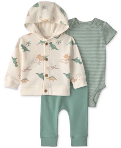 Комплект для малышей Carter's Dinosaur Layering Bodysuit Cardigan и Pants 3-Piece Set