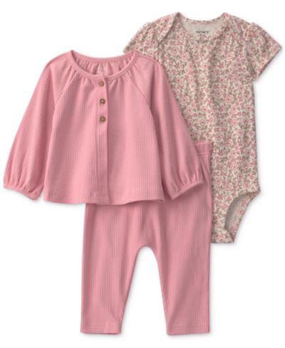 Carter's Baby Girls' Layering Bodysuit, Cardigan and Pants, 3-Piece Set