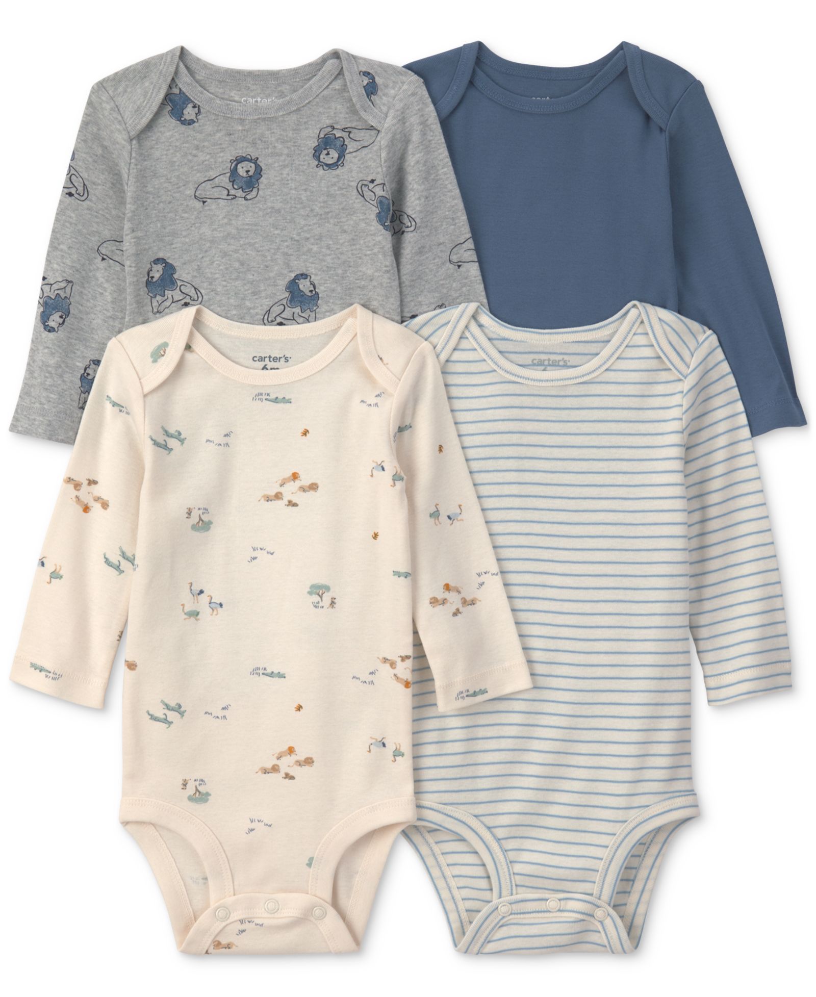 Carter's Baby Boys' Lion Print Long-Sleeve Bodysuits, 4-Pack