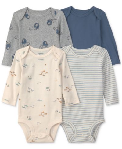 Детский комплект Carter's Baby Boys' Lion Print Long-Sleeve Bodysuits, 4-Pack