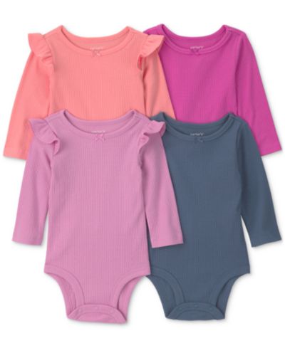Carter's Baby Girls' Bow Long-Sleeve Bodysuits, 4-Pack