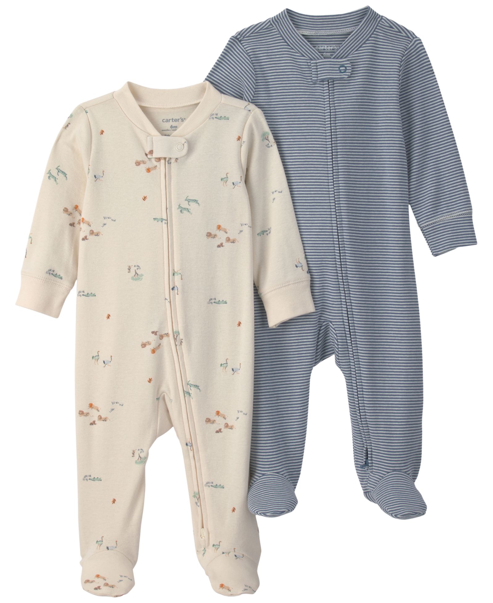 Carter's детский комбинезон Safari 2-Way Zip Sleep & Play, 2-Pack