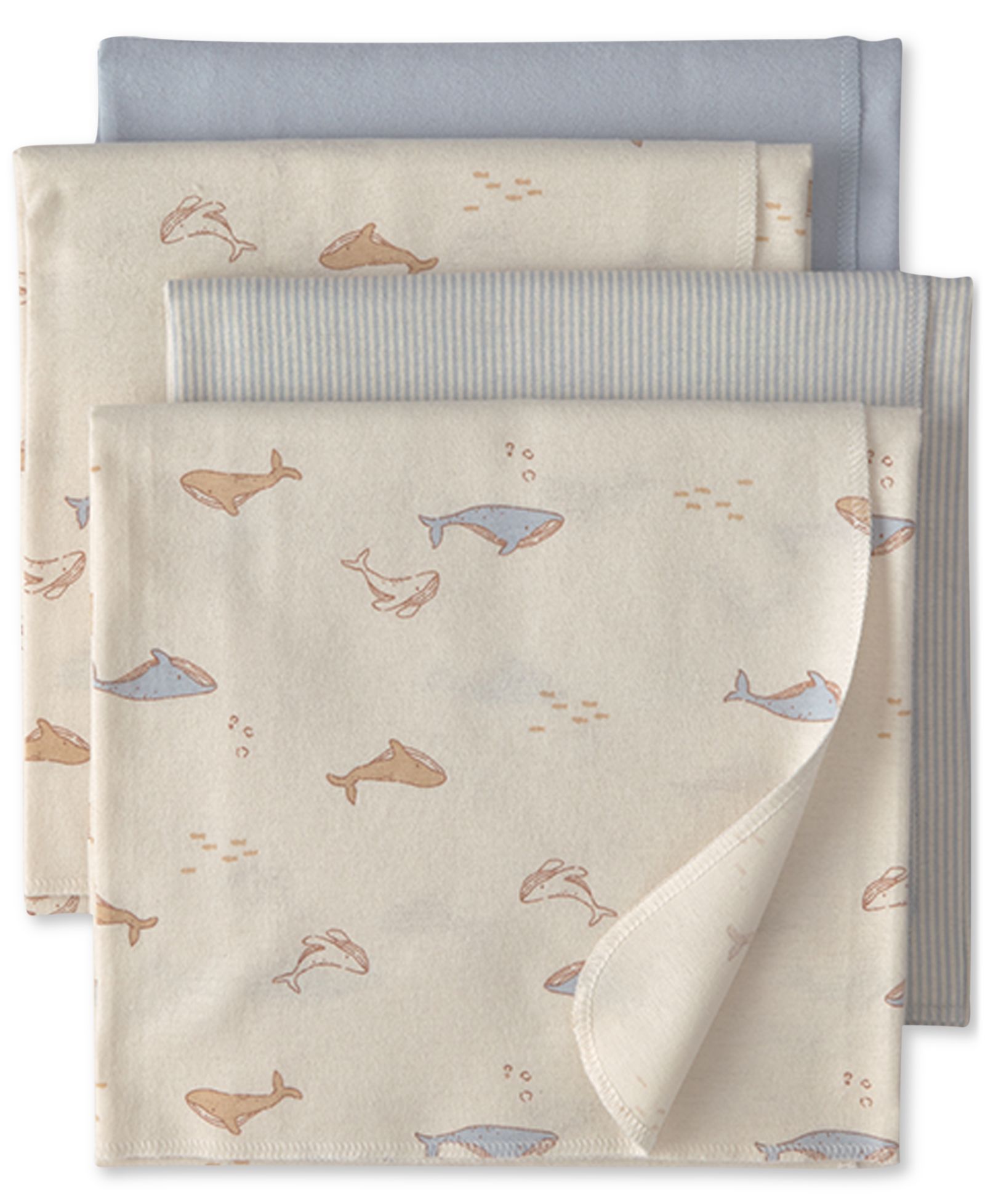 Carter's Baby Boys' Whale Receiving Blankets, 4-Pack