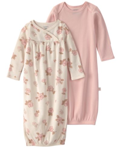 Carter's Baby Girls' Floral Long-Sleeve Sleeper Gowns, 2-Pack