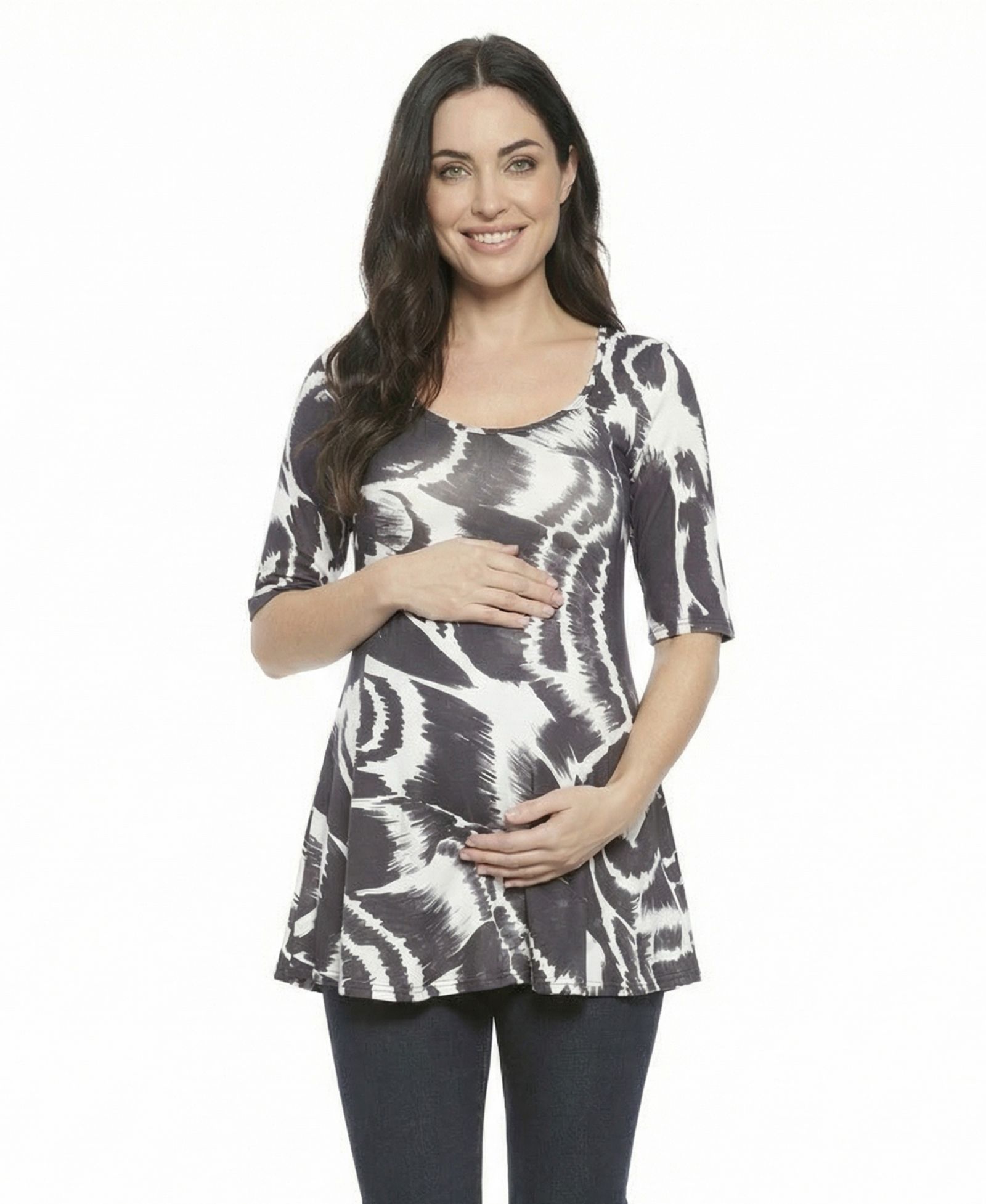 24seven Comfort Apparel Women's and Plus Size Maternity Scoop Neck Top