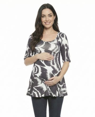 24seven Comfort Apparel Women's and Plus Size Maternity Scoop Neck Top