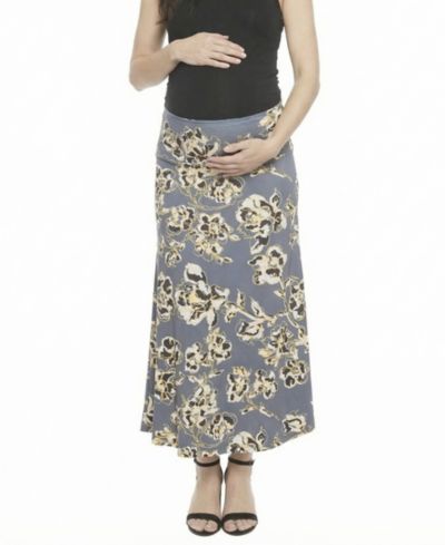 24seven Comfort Apparel Women's and Plus Size Maternity A-Line Maxi Skirt