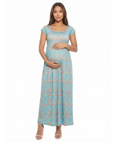 24seven Comfort Apparel Women's Maternity Square Neck Maxi Dress