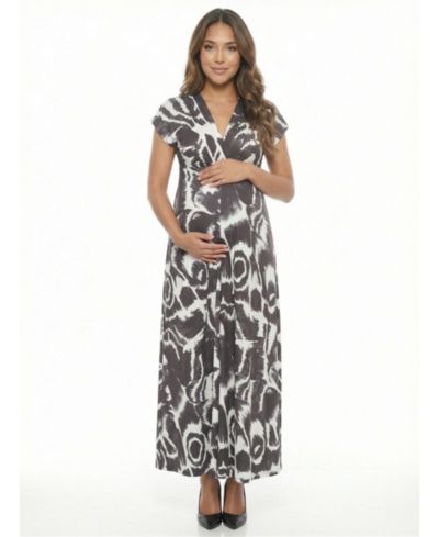 24seven Comfort Apparel Women's Maternity V-Neck Maxi Dress