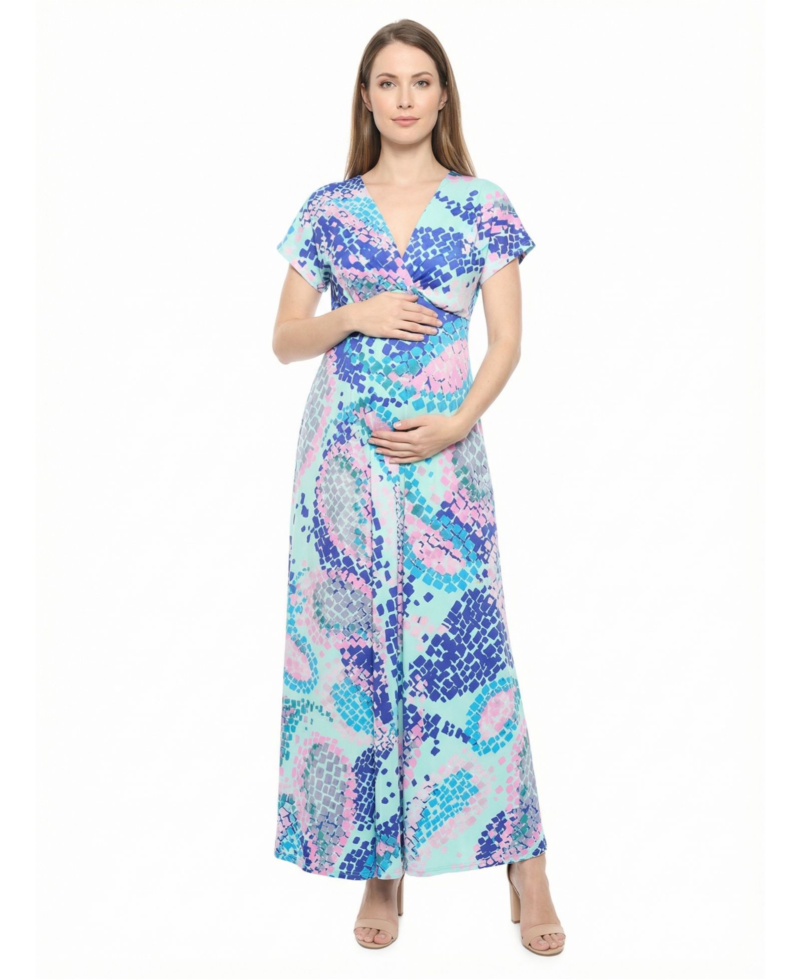 24seven Comfort Apparel Женское платье макси с V-образным вырезом, Plus Size