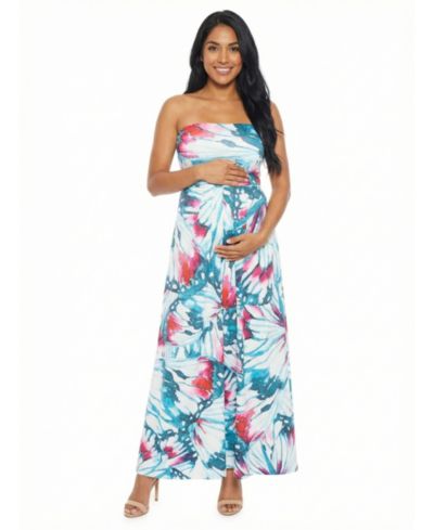 24seven Comfort Apparel Women's Maternity A-Line Maxi Dress