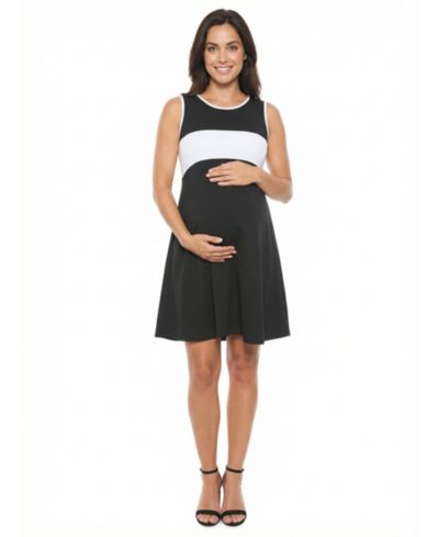 24seven Comfort Apparel Women's Maternity Round Neck A-Line Dress