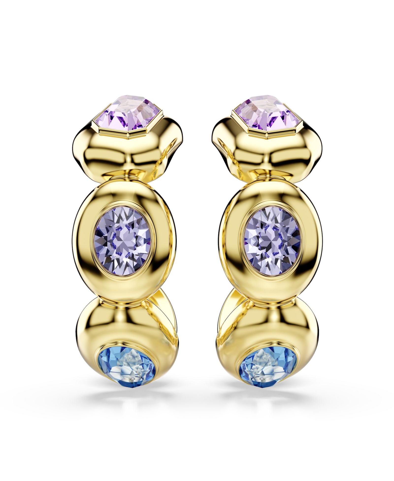Swarovski Gold-Tone Plated Brass Hoop Earrings