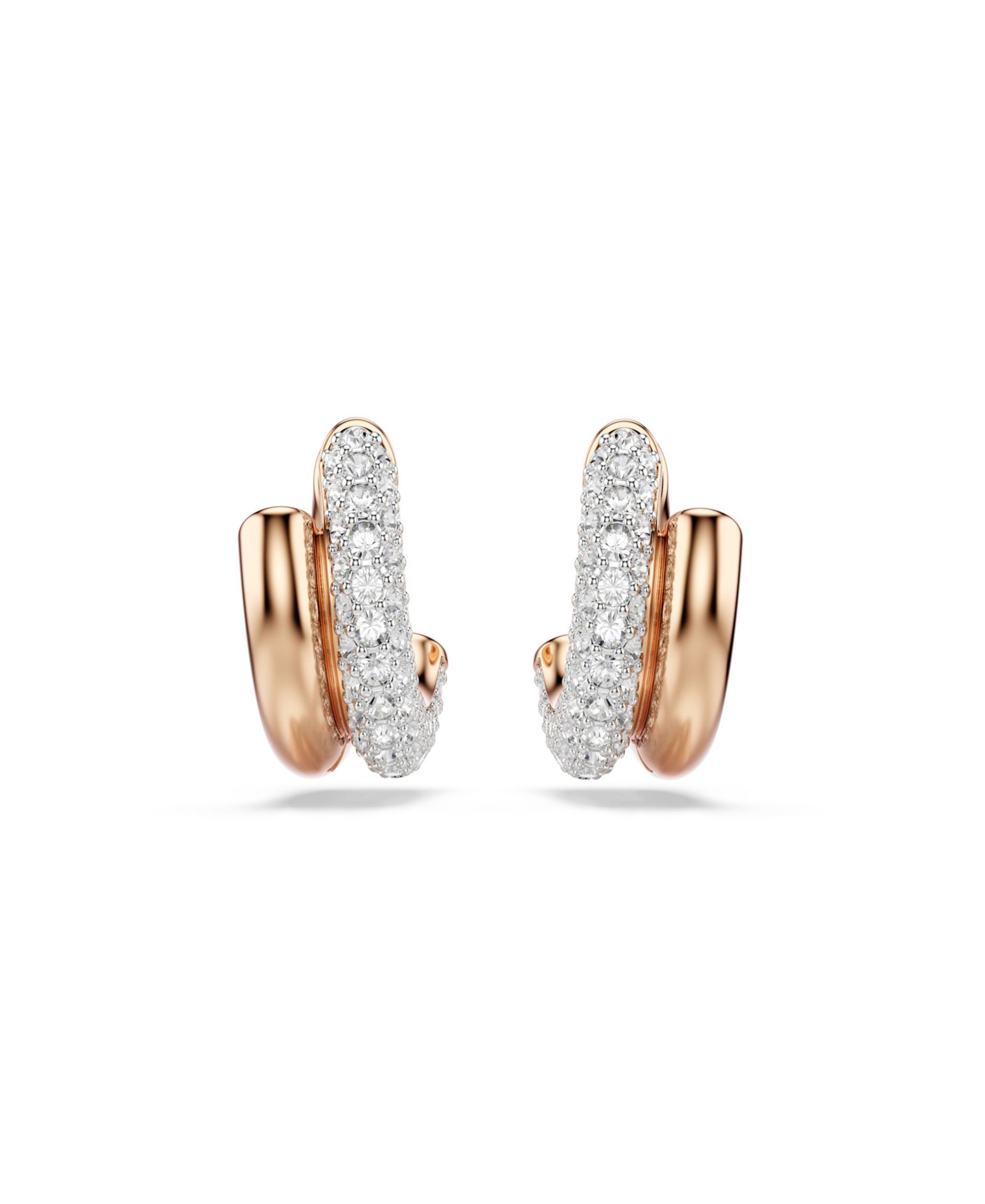 Серьги Swarovski Rose Gold-Tone Plated Gleaming Tubular Huggie