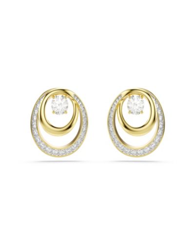 Серьги-гвоздики Swarovski с золотым напылением и блестящей паве