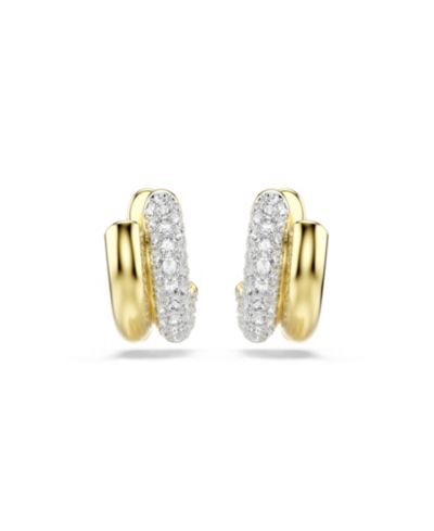 Swarovski серьги с прозрачными кристаллами, золотое напыление