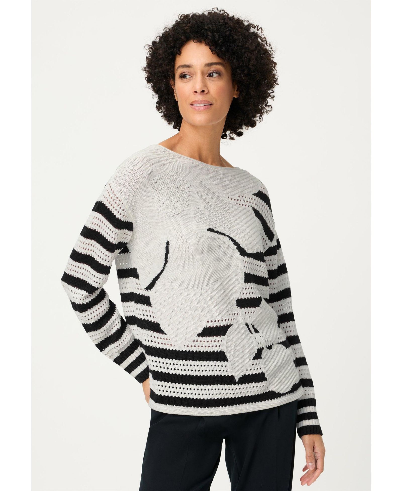 Olsen Women's Abstract Open Knit Sweater