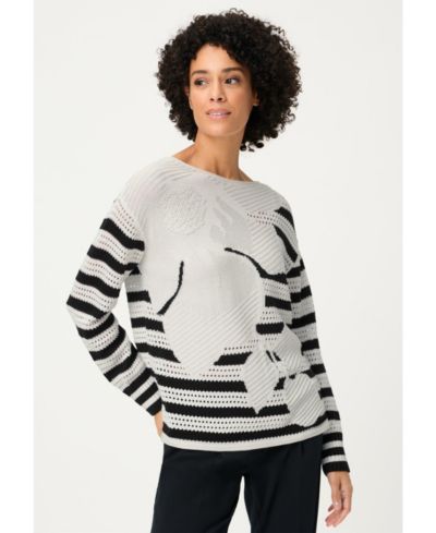 Olsen Women's Abstract Open Knit Sweater