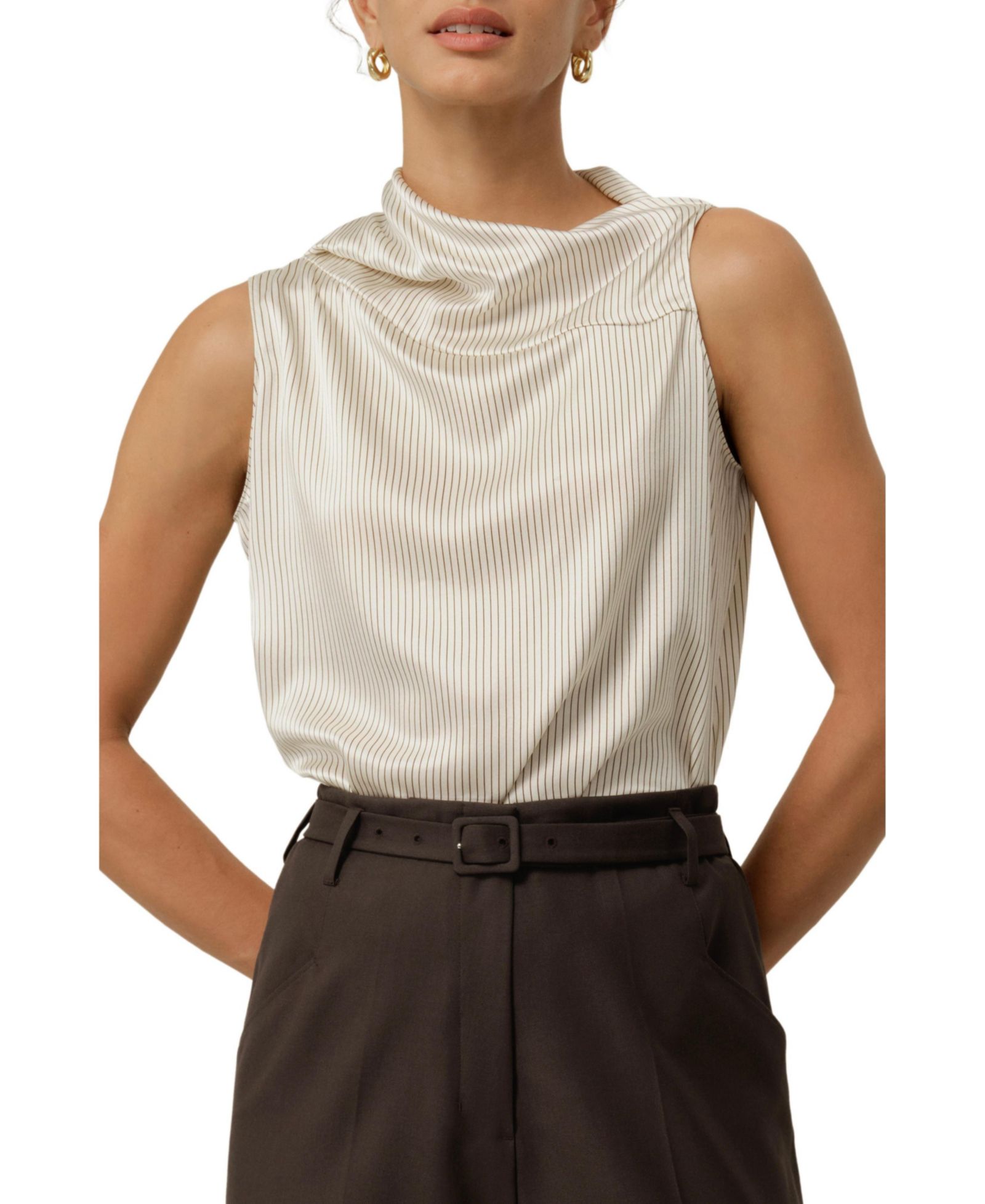 LILYSILK Women's Asymmetric Silk Charmeuse Sleeveless Top