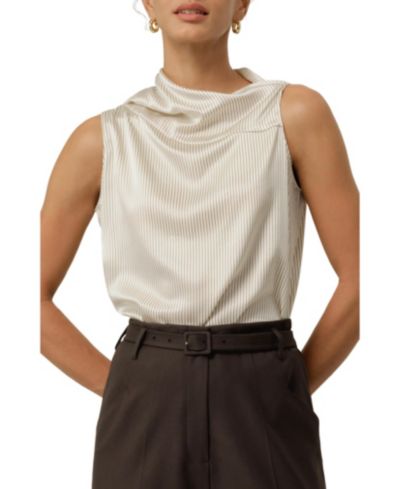 LILYSILK Women's Asymmetric Silk Charmeuse Sleeveless Top