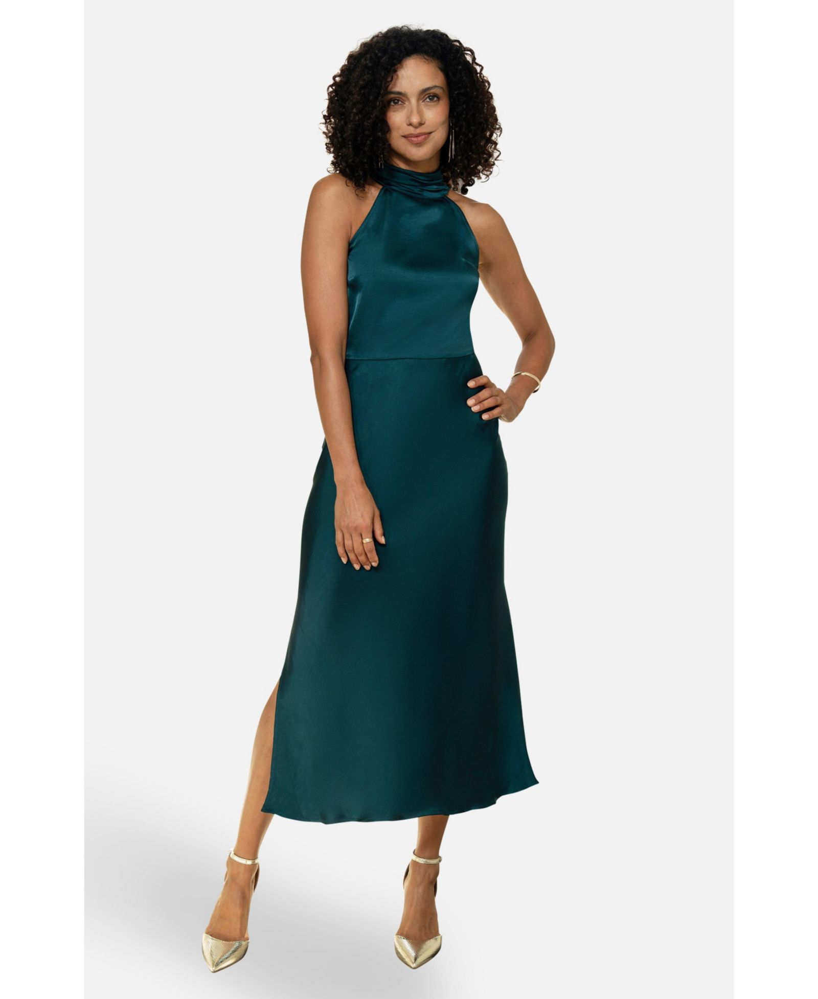 Женское платье Yumi Satin Halter Neck Midi