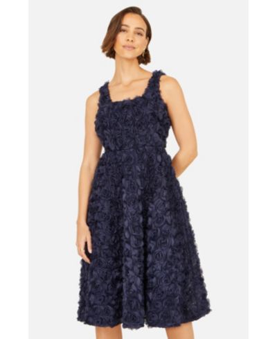 Yumi Women's Applique Floral Skater Dress