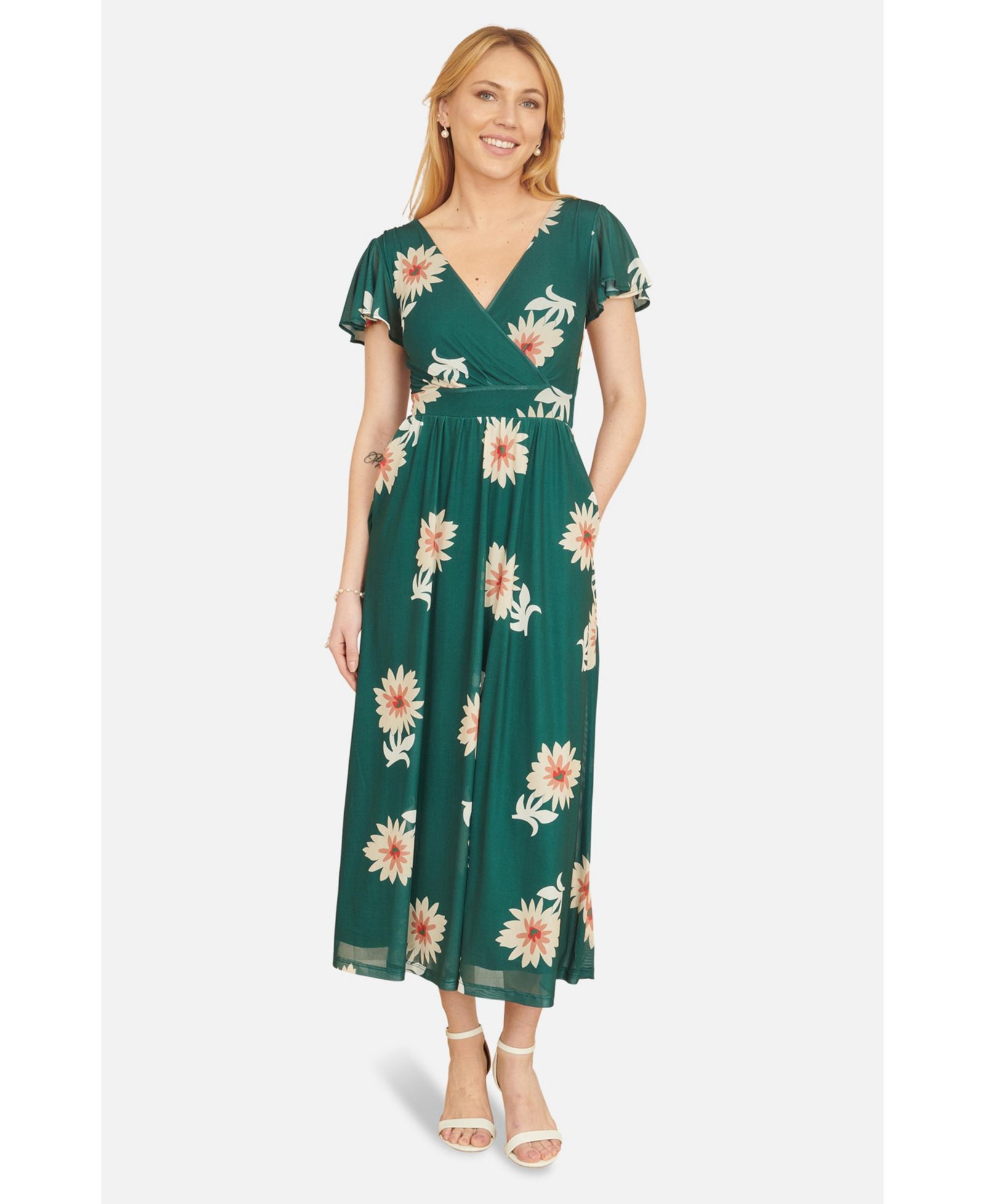 Платье Yumi Women's Mesh Flower With Pockets Wrap Midi