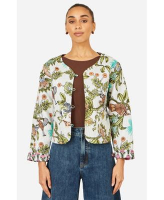 Yumi Women's Print Reversible Cotton Jacket