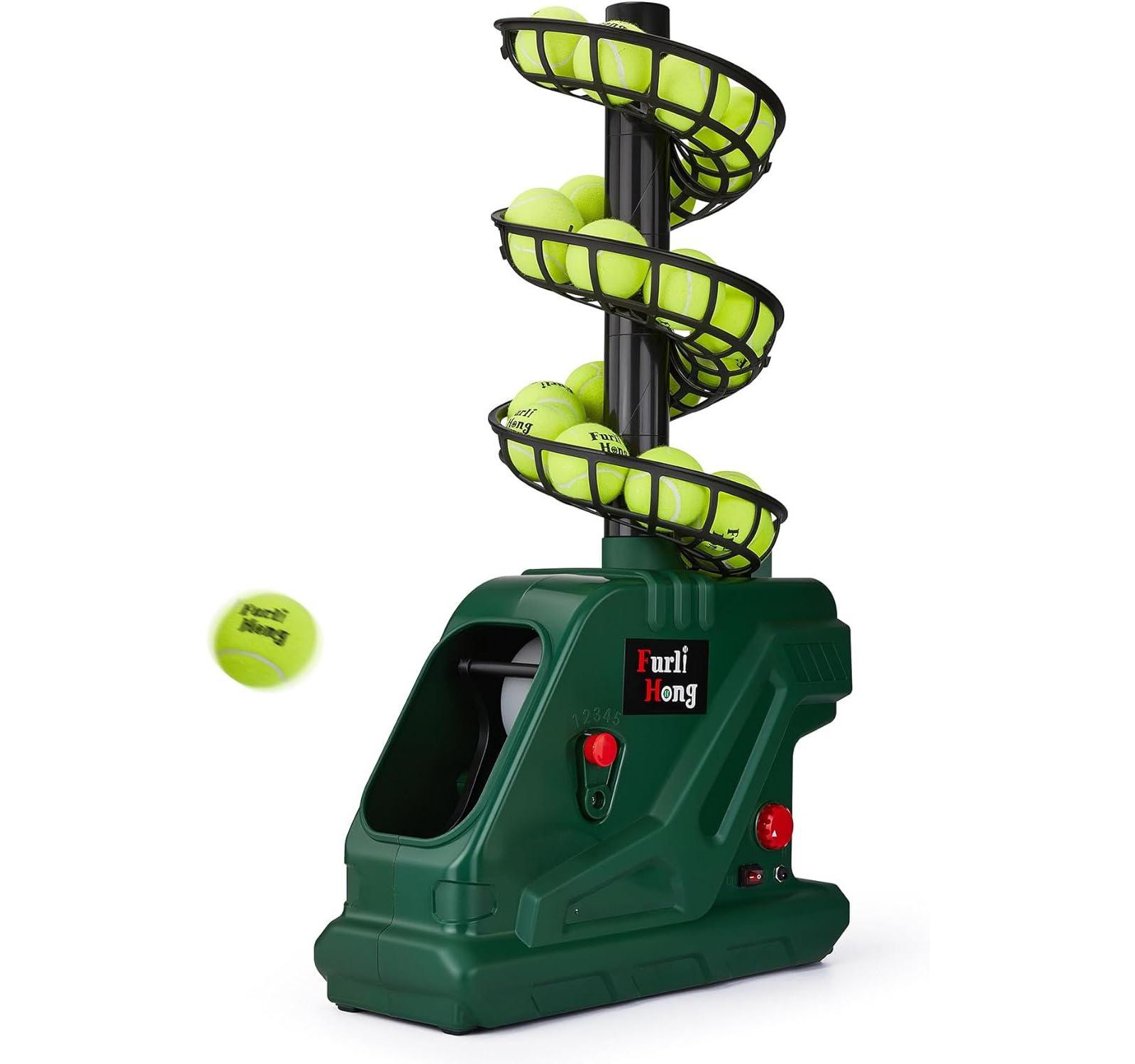 Furlihong Portable Tennis Ball Machine with 5 Adjustable Angles and 4 Serve Intervals Delivering Up to 30 MPH for All Skill Levels