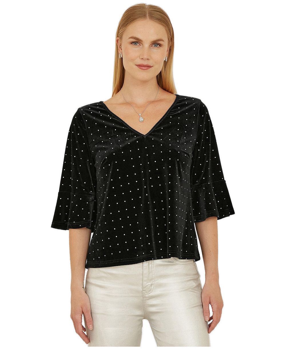 Yumi Women's Fluted Sleeve Relaxed Fit Top