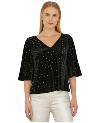 Yumi Women's Fluted Sleeve Relaxed Fit Top
