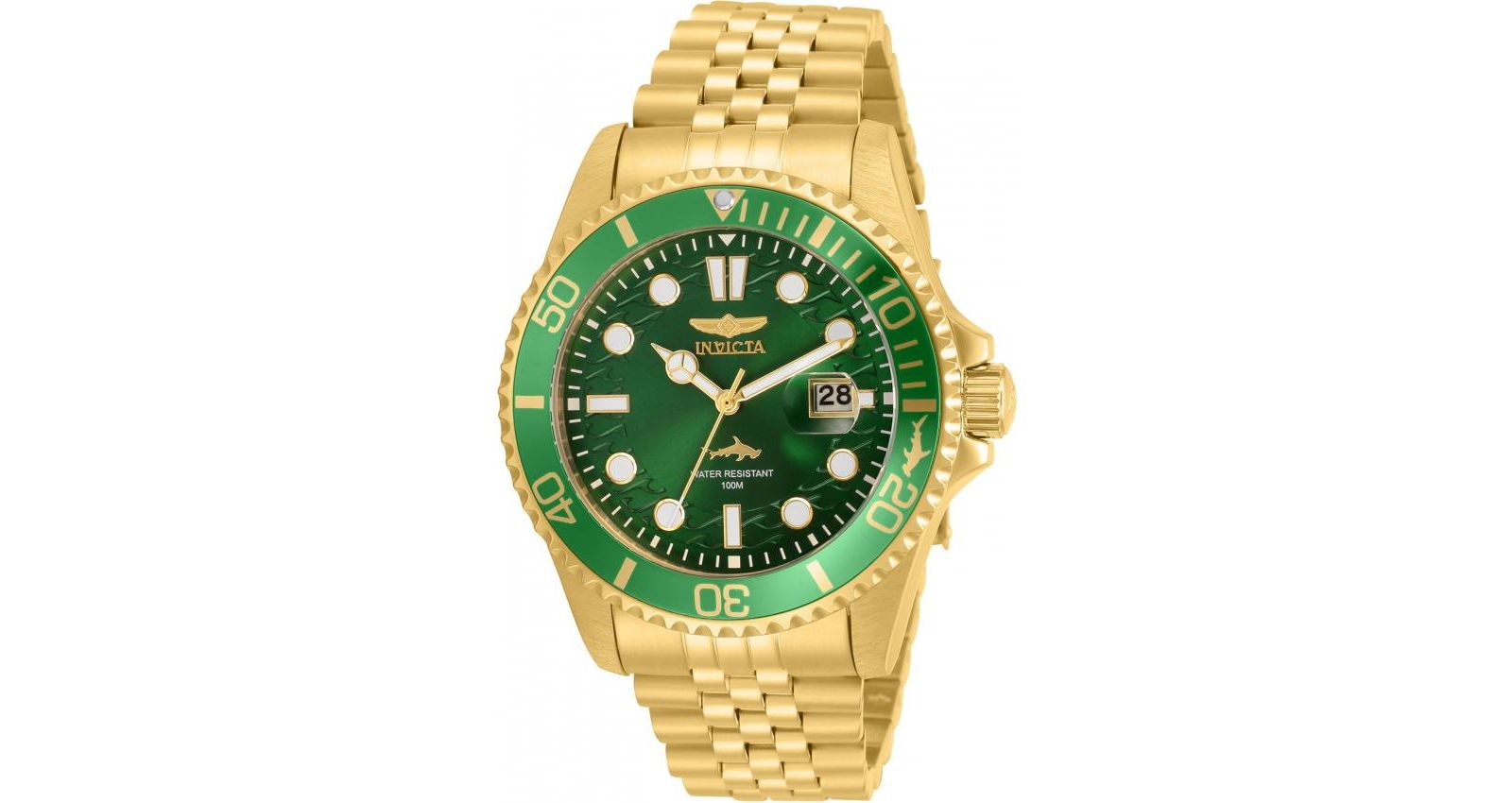 Мужские часы Invicta 30615 Pro Diver с кварцевым механизмом, зеленым циферблатом и тремя стрелками