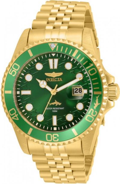 Invicta Men's 30615 Pro Diver Quartz 3 Hand Green Dial Watch