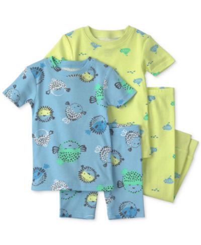 Carter's Toddler Girls' 2T-5T Pufferfish Short-Sleeve T-Shirt, Shorts and Pants, 4-Piece Pajama Set
