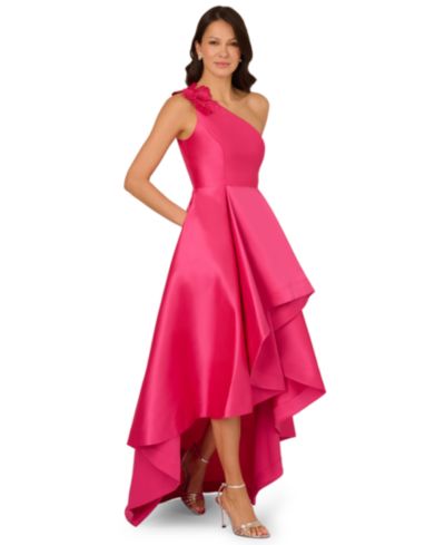 Adrianna Papell Women's Mikado One-Shoulder High-Low Gown