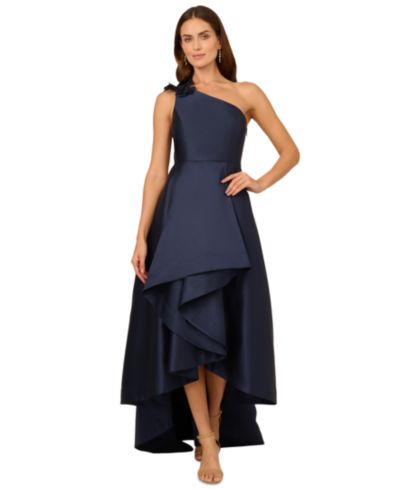 Adrianna Papell Women's Mikado One-Shoulder High-Low Gown