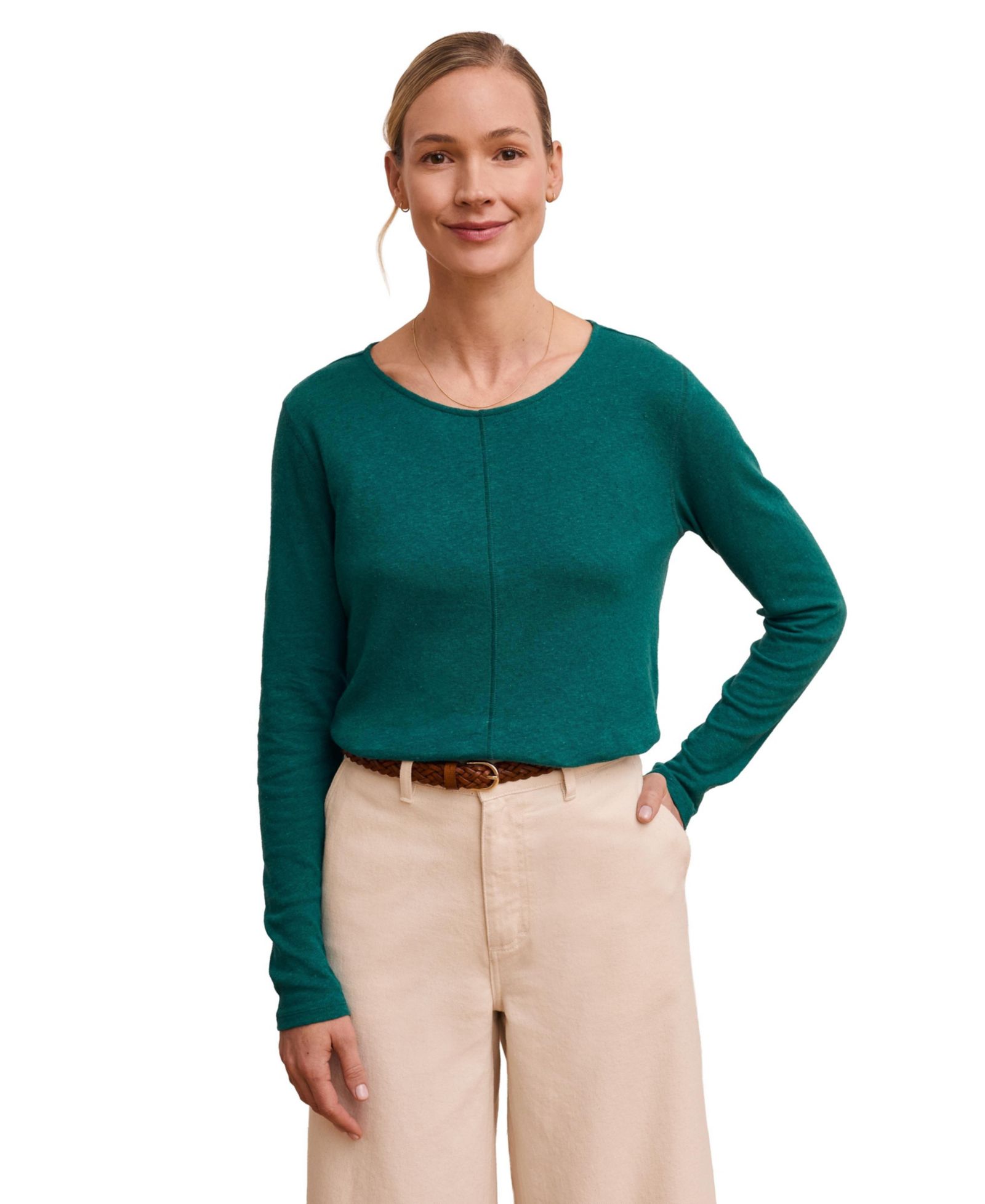 Celtic & Co. Women's Linen Blend Long Sleeve Top