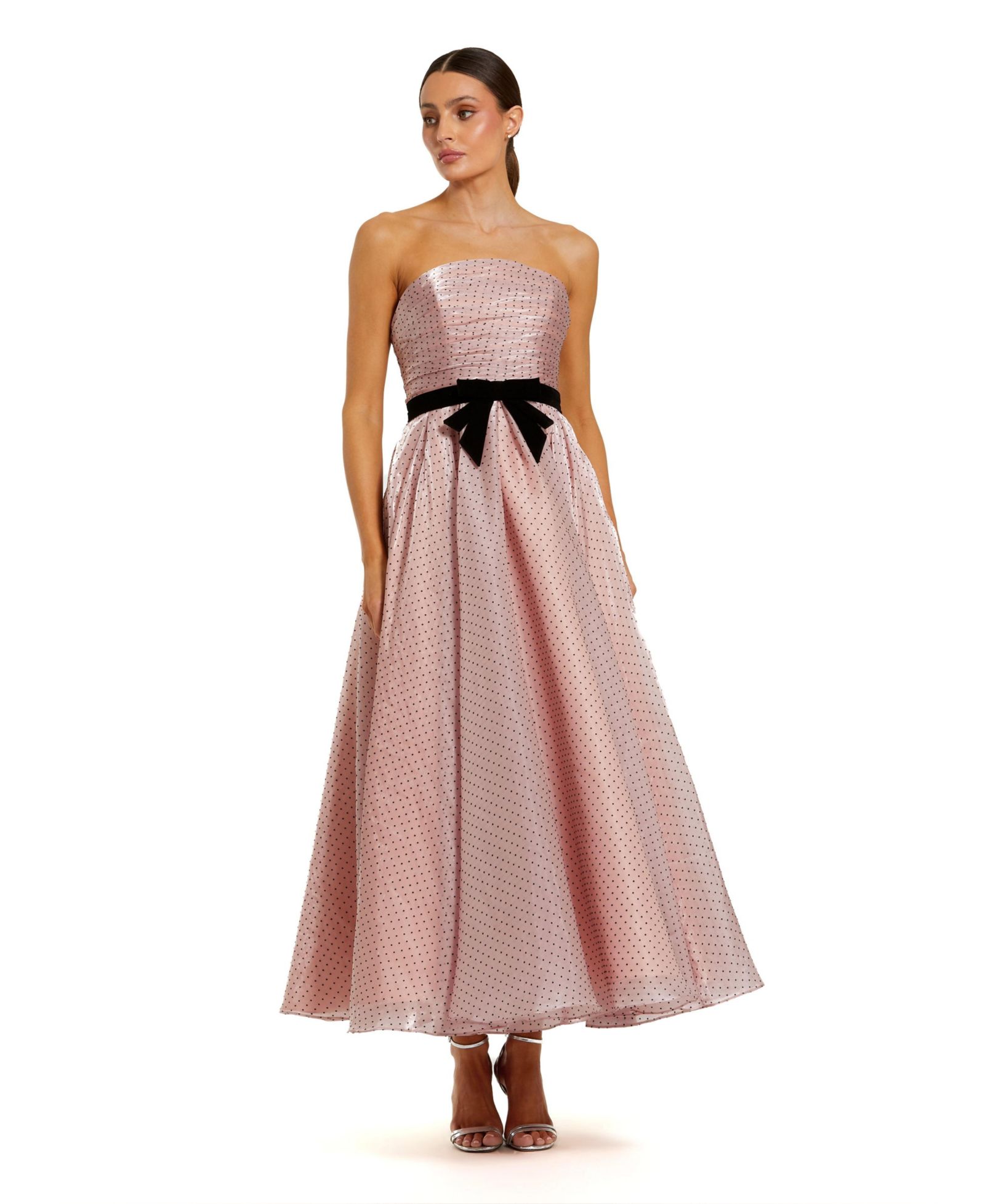 Женское платье Mac Duggal Women's Polka Dot Organza Strapless With Bow