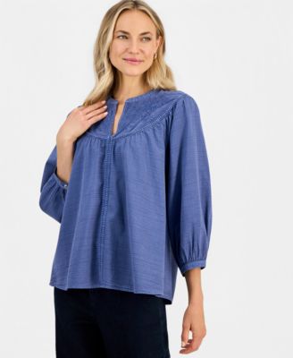 Женская хлопковая блузка Style & Co с вышивкой