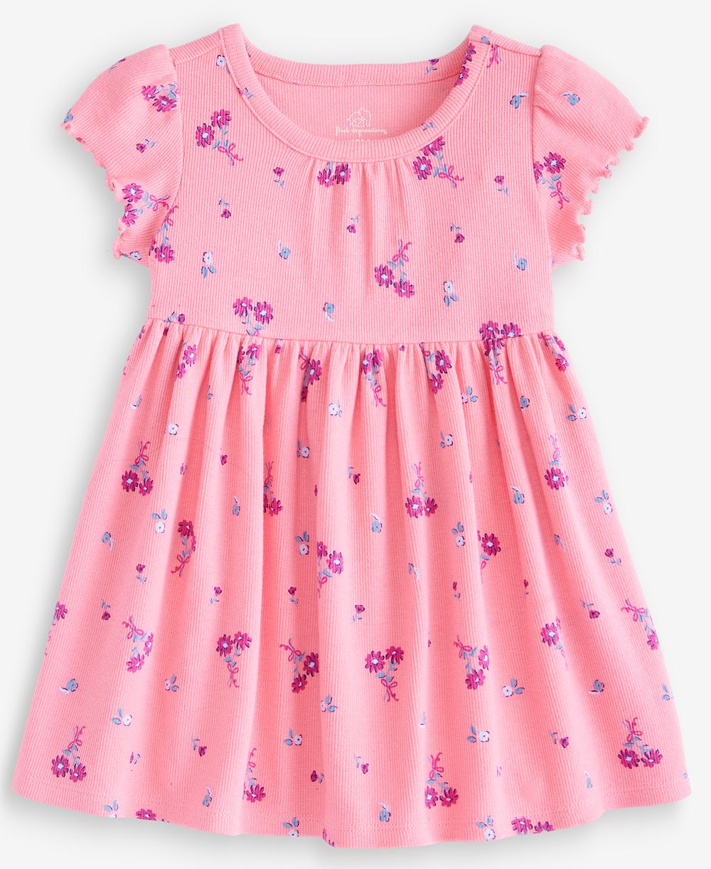 First Impressions Детское платье с цветочным принтом Short-Sleeve Rib, 0M-24M